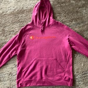 Large pink champion hoodie
